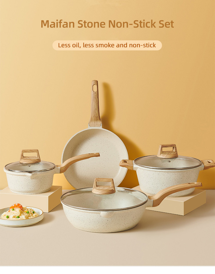 Custom Pots And Pans Maifan Stone Non-stick Coating Nonstick Kitchen Ware Cookware Sets Aluminum Cooking Pots Sets