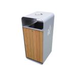 ISO9001 Certificate Street Square 50L Outdoor Wooden Trash Can