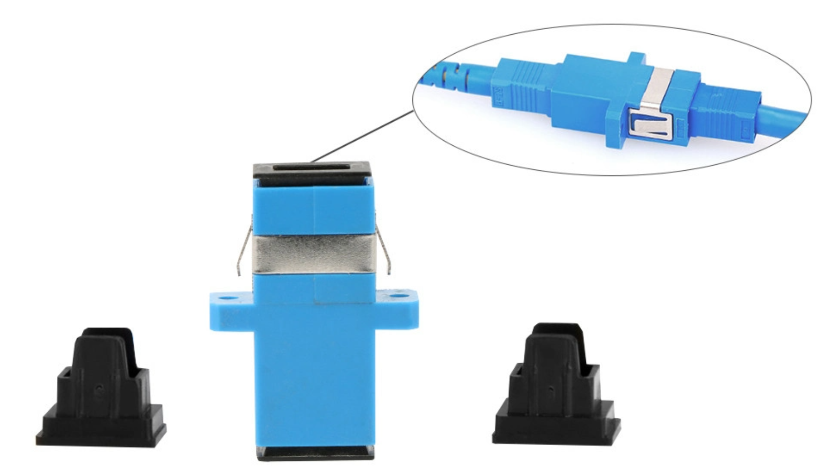 4G Network Compatible PBT Material SC Adapter for FTTH SX/DX Fiber Cores Applications