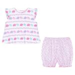 Summer Baby Girls Clothing Sets Customized Printing Color Pattern Organic Cotton