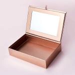 Rose Golden Foldable Cosmetic Travel Box With Makeup Mirror
