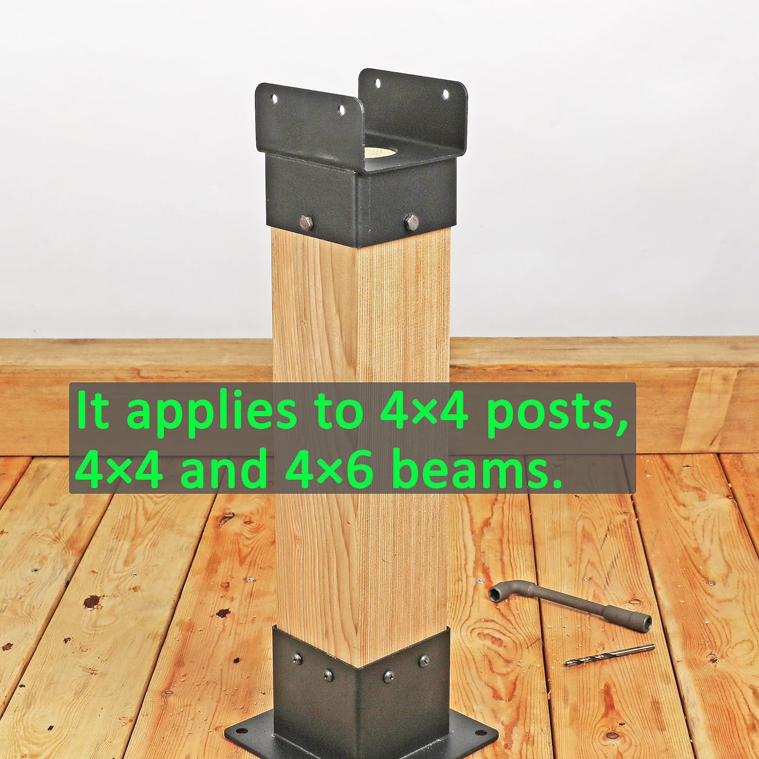 Wood Terrace Beams Support Bracket for Deck Railing Handrail Post Base on Outdoor Deck