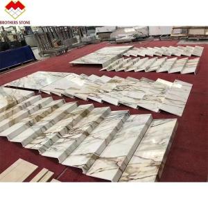 Quality Polished Calacatta Gold Steps on Italy Marble Staircases in Modern Luxury Stone Interior wholesale