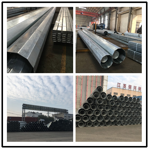 12m Columniform Galvanized Steel Pole Wind Speed 160km/Hour 30m/S