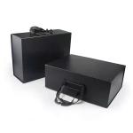 Magnetic Flip Rigid Cardboard Packaging Black Kraft Boxes 20x18x6