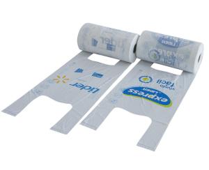 Quality T Shirt Plastic Shopping Bags for Packaging on Roll, White Colour, HDPE Material wholesale