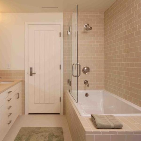PVC MDF Interior Wood Composite Door Natural Wood Veneer Right / Left Opening
