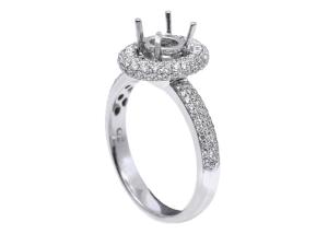 Quality 18k White Gold Semi Mount Jewelry ring With 1-1.1mm 0.45ct Natural Diamonds wholesale