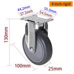 RoHS Grey Chrome Coating 4 Inch Castor Wheels 80kg Load Capacity