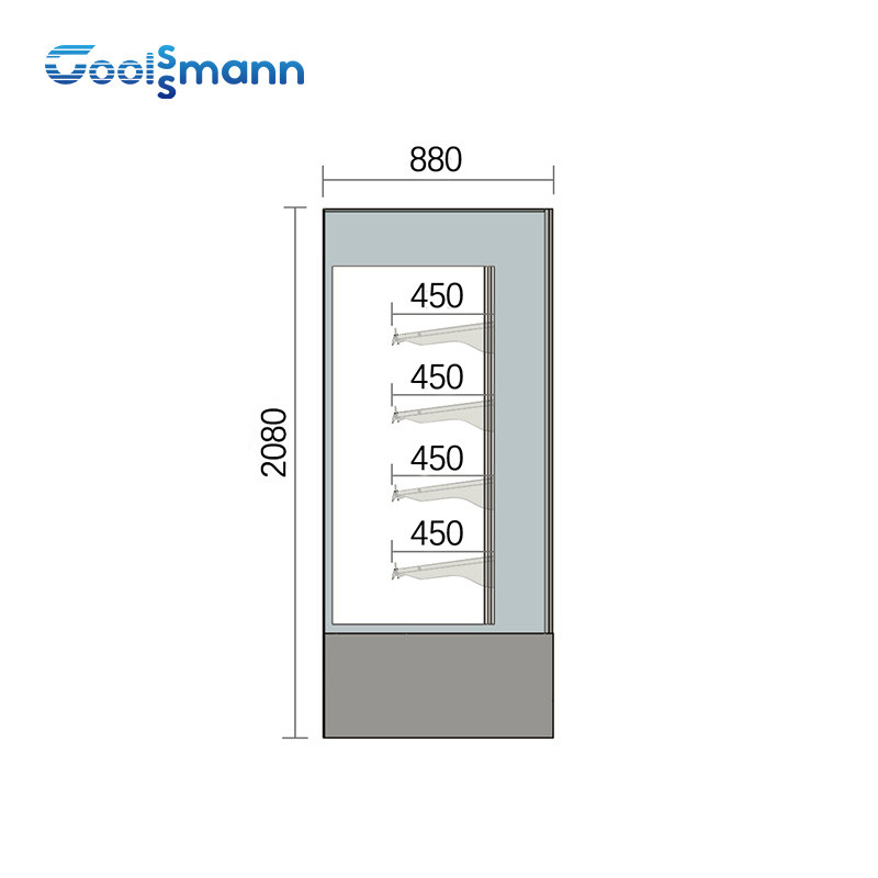Single Temperature Open Front Display Fridge , Vertical Display Case Refrigerator