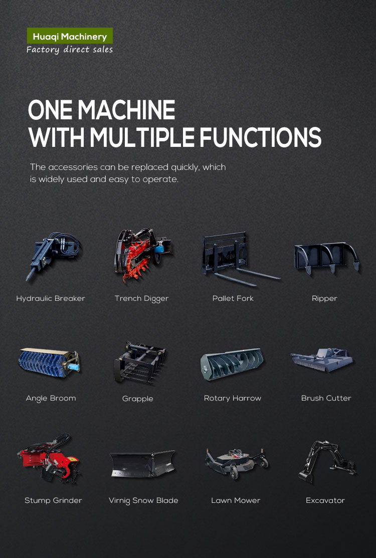 200kg Rated Loading YUNNEI Engine Mini Skid Steer Loader for Electric and Diesel Work