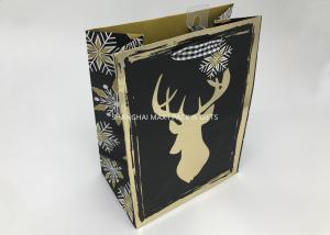 Quality Small / Large Xmas Gift Bags , Paper Christmas Goodie Bags Full Gold Hot Stamping Printed wholesale