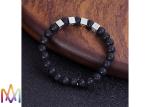 22g Etching Words Available Volcanic Stone Bead Bangle