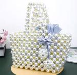 Hand Weaving Pearl Beaded Handbag Fashion Crochet white silver Color OEM ODM