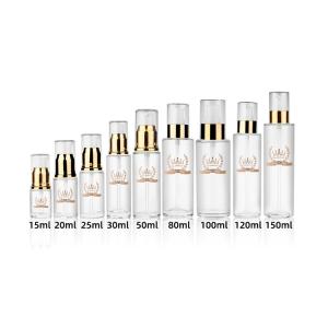Quality Clear Sprayer Pump Lotion Glass Bottles 15ml 100ml 150ml With Cap wholesale