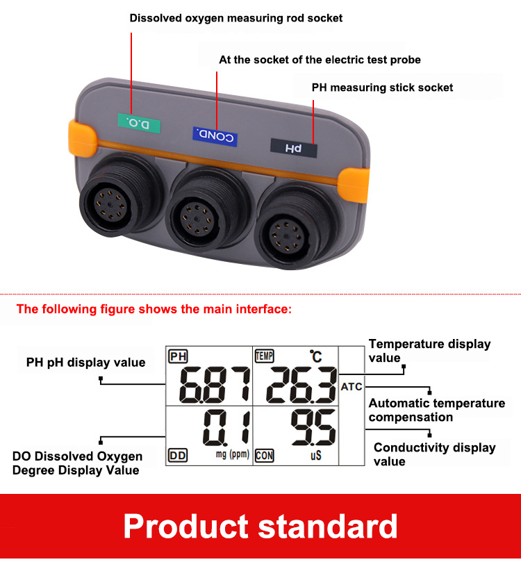 Combo 5 in 1 PH/COND./D.O/TEMP Water Meter For Aquaponic AZ86031 Portable Fish Pond IP67