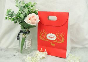 Quality Merry Christmas Eco Craft Bags With Logo And Cutting Handle Smooth Feel wholesale