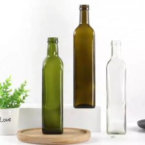 Quality Green Glass Round Olive Oil Bottle With Lid Olive Oil Bottle with Logo Customization wholesale