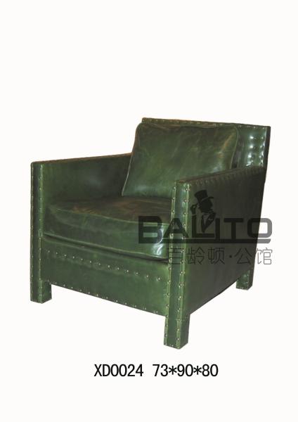 green classical antique single leather sofa/classic single leather sofa