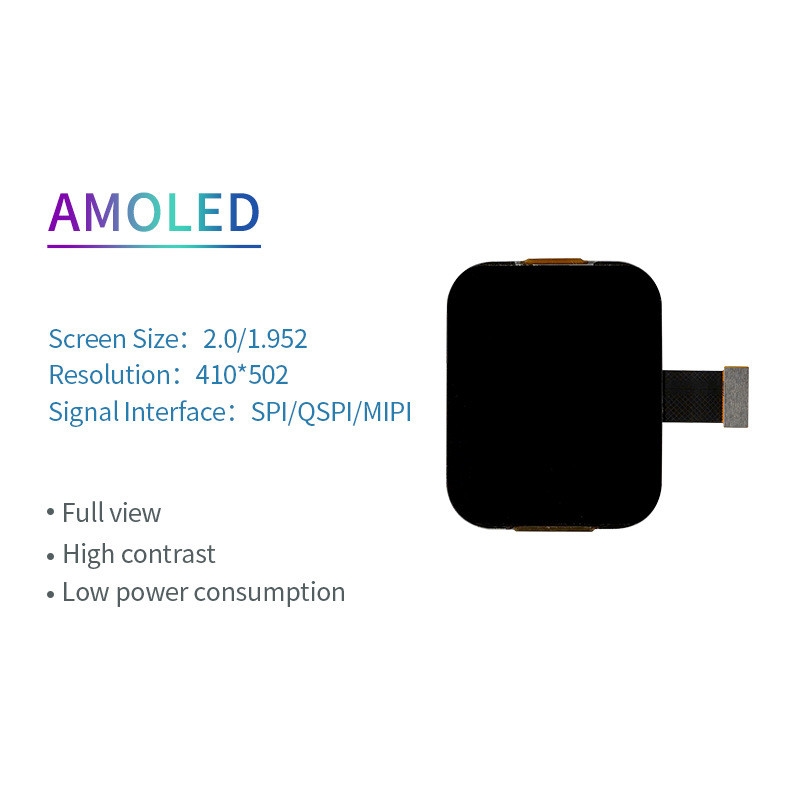 2 Inch AMOLED Oled Display 410X502 Resolution SPI/QSPI/MIPI 350c/d Display Driving IC SH8601 Touch Ic FT3168