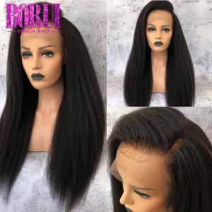 Quality 100% Virgin 360 Lace Frontal Wig Brazilian Yaki Straight Natural Black wholesale
