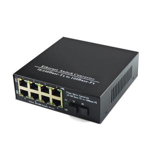 China 1 Fiber+8 Rj45 Port Fiber Gigabit Ethernet Media Converter High Performance on sale