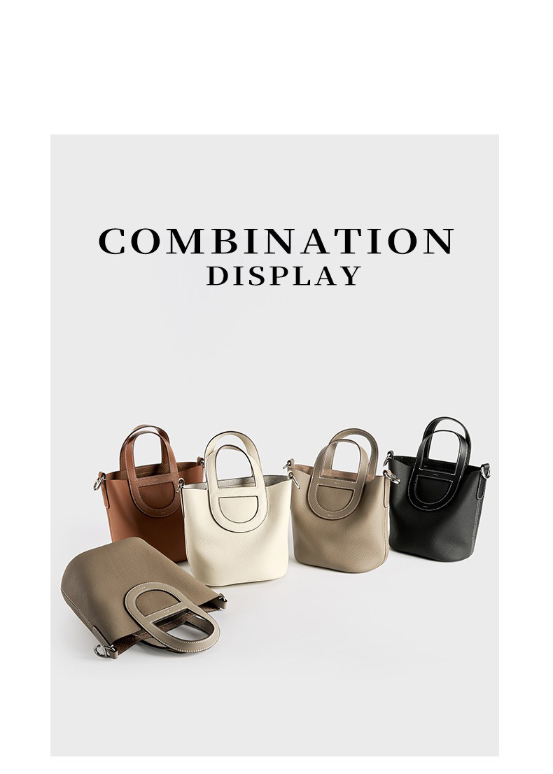 Designer Vintage Cow Leather Female Crossbody Shoulder Handbag Bucket for All Seasons