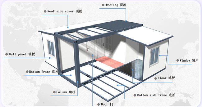Commercial Steel Frame Container House Expandable With Efficient Space