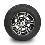 10'' Golf Cart Rim And 205/50-10 DOT Street Tire Assembly - Machined/Glossy