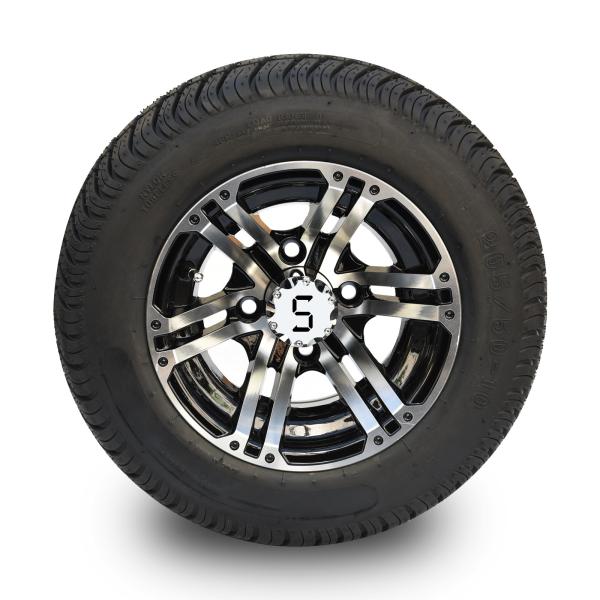 10 Inch Golf Cart Wheel And 205/50-10 DOT Street Tire Combo -25 Offset 4x4 Bolt