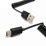 Retractable Sprial Coiled USB to Mini B 5p Data Charger Cable