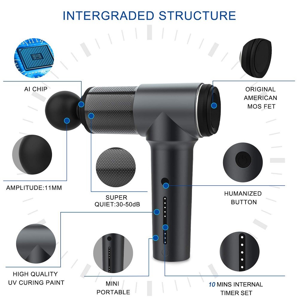 Lightweight 3400mAh Cordless Massager Gun LG Battery High Torque Brushless