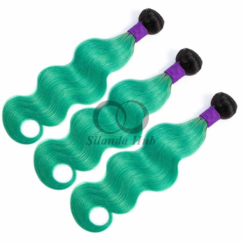 #T1B/Green Body Wave Remy Human Hair Bundles Sew In Weave Bundles Brazilian Bundle Deals