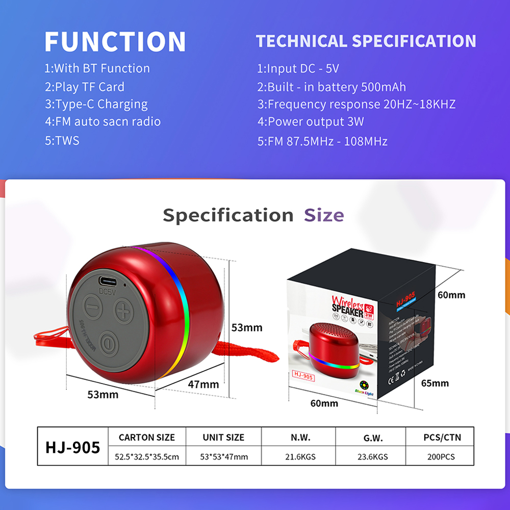 3W 500mah Small Size Outdoor Home Wireless Portable Music Box Mini Blue Tooth Speakers