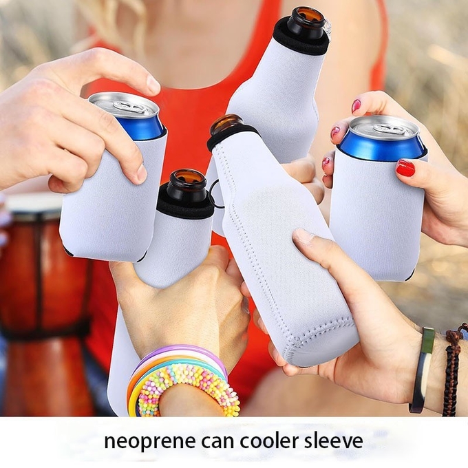 White Neoprene Sublimation Can Cooler Sleeve For Sublimation Heat Transfer Printing