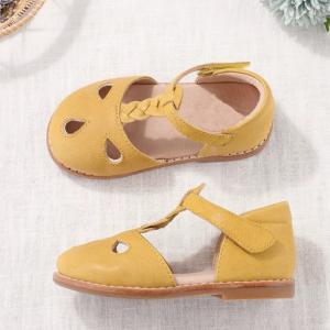 Quality Round Toe Leather School Shoes Yellow Leather Cute Baby Shoes wholesale