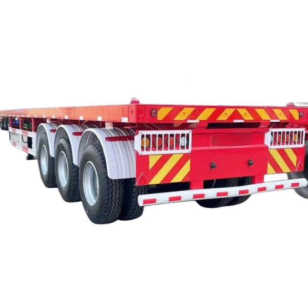 Tri-Axle 4 Axle 20FT 40FT Extendable Container Flatbed Truck Trailer With
