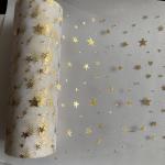 Gold Glitter Tulle Organza Fabric Rolls Stamped Shiny Tulle Fabric Rolls 6 Inch