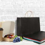 Large Capacity Black Boutique Gift Kraft Paper Shopping Bags Flexo Printing