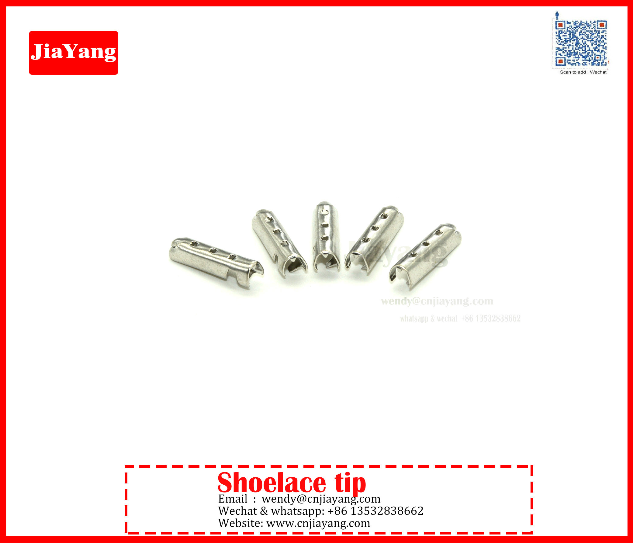 Jiayang metal aglet for end of shoelace drawstring garment