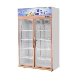Quality Air Cooling Upright Glass Door Chiller Double Door 1260L wholesale