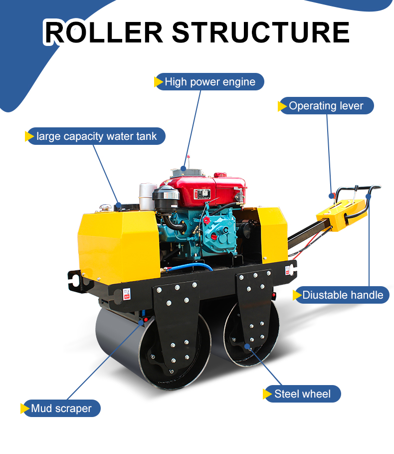 500kg Mini Asphalt Vibratory Road Roller Compactor Machine for Walk Behind Double Drum