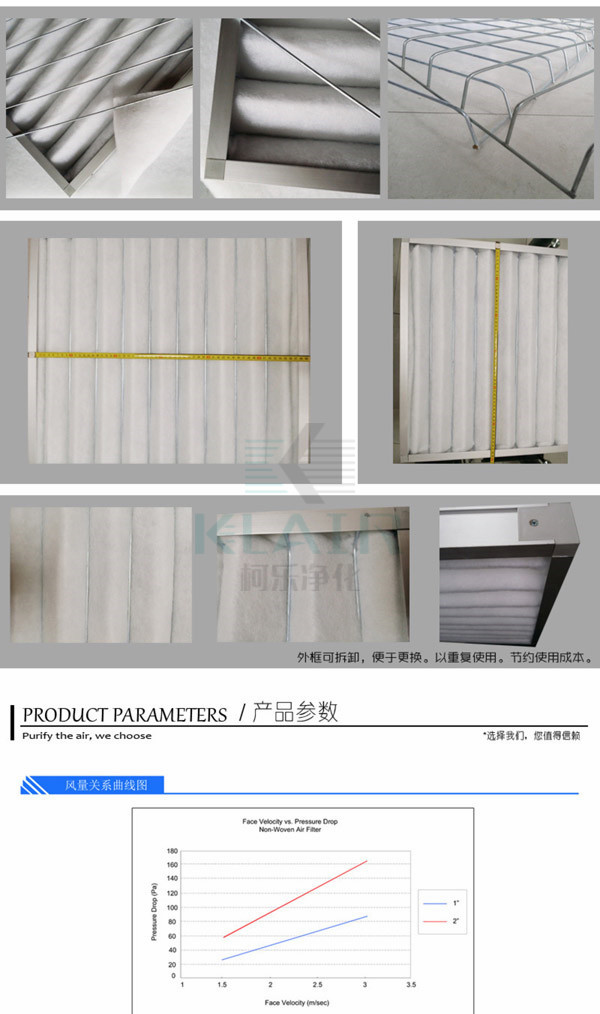 Panel Pleated Air Filters Lightweight Aluminum Frame For Air Conditioning System