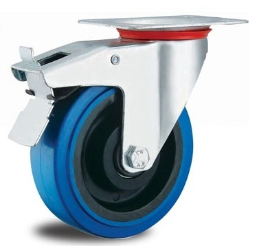 3 inch locking wheels zinc plated rubber caster wooden floor 75mm