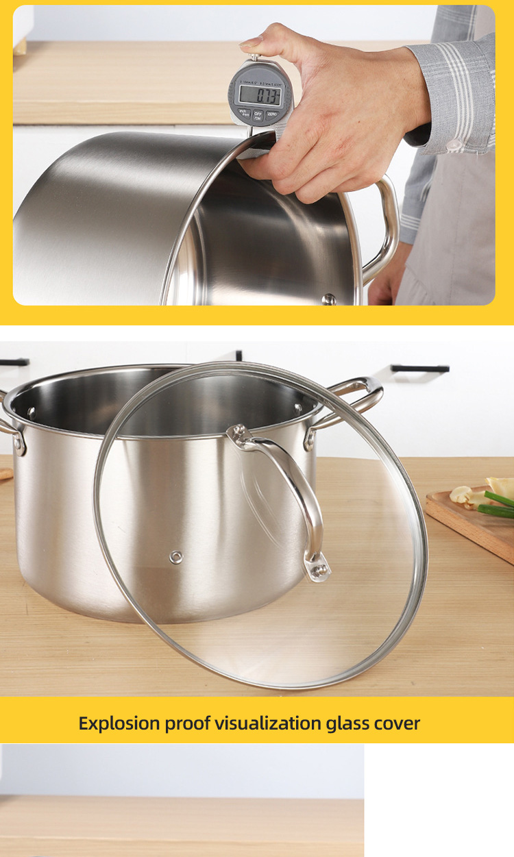 Good Quality Silver kitchen Ware Cooking Soup Steamer Pot Stainless Steel 410 Cookware Pot