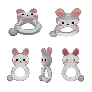 Quality 2025 Factory Bunny Cute Design Transparent Sensory Ice Cream Freezable Silicone Baby Water Filled Teether wholesale