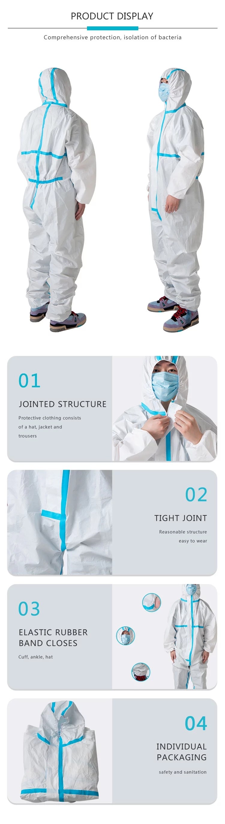 medical isolation protective clothing non-woven security safety clothing