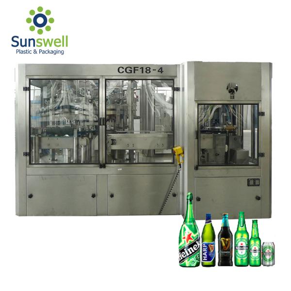 Can Beer Production Line Complete Automatic Rising Filling Screwing 3 In 1