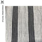 21S*21S Anti Pilling Linen Yarn Dyed Black Stripes Fabric Lady Dress Summer Suit