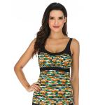 Women Swimming Suit Plus Size Swimwear Women Striped Print Bathing Suit Large